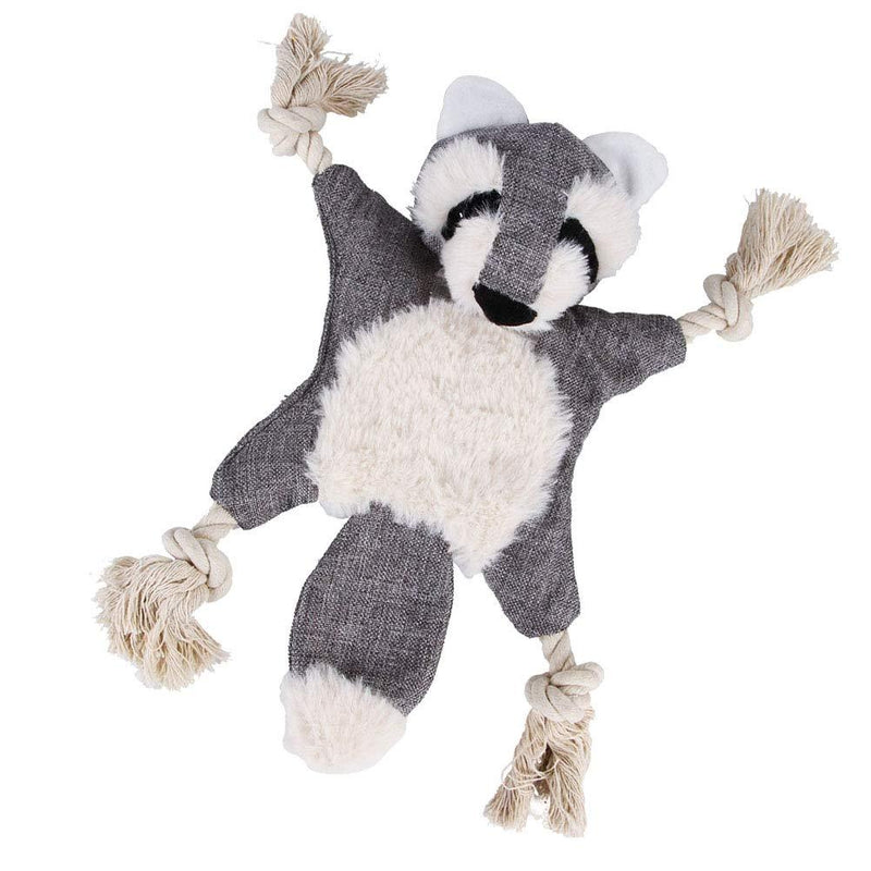Stuffless Dog Toys for Puppy, Crinkle Squeaky Dog Chew Toys Squirrel Plush Dog Toy with Rope Knots for Small Dogs (Bear) Gray - PawsPlanet Australia