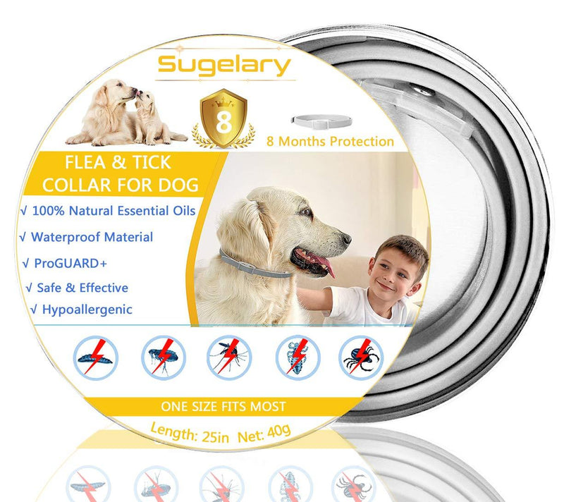 Sugelary Flea and Tick Collar for Dogs - Enhanced with Natural Essential Oils - 8 Months Protection/Waterproof & Nature & Safe/Repels Fleas Ticks Lices Larve (1) 1 - PawsPlanet Australia