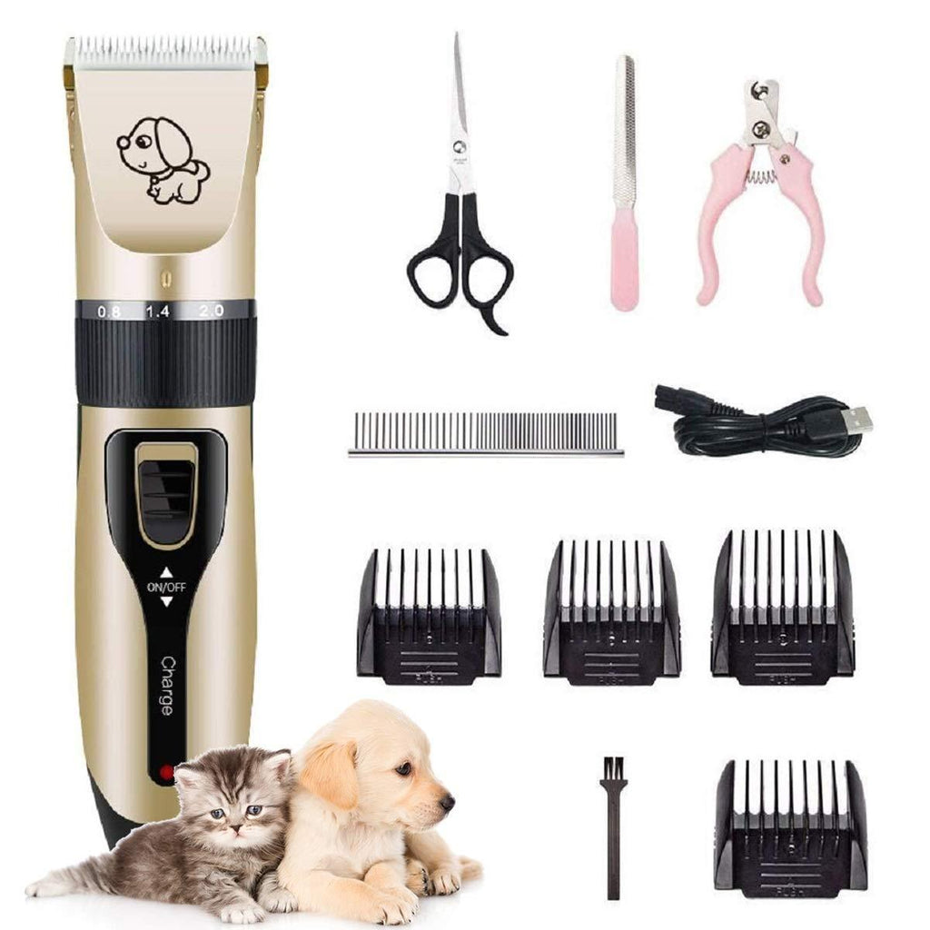 DoGeek Dog Grooming Kit Professional Pet Clippers 12 Set, Rechargeable Cordless and Low Noise for Dogs, Cats or Any Animals (12 PCS) 12 PCS - PawsPlanet Australia