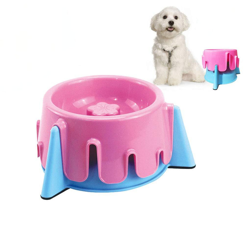 WishLotus Multifunctional 2 in 1 Pet Food Feeder Lovely Cake Shape Durable Adjustable Pet Bowl 5 Kinds of Height Pet Double Bowls Fun Feeder and Dog Cat Bowls Slow Food Utensils (Pink+Blue) Pink+Blue - PawsPlanet Australia