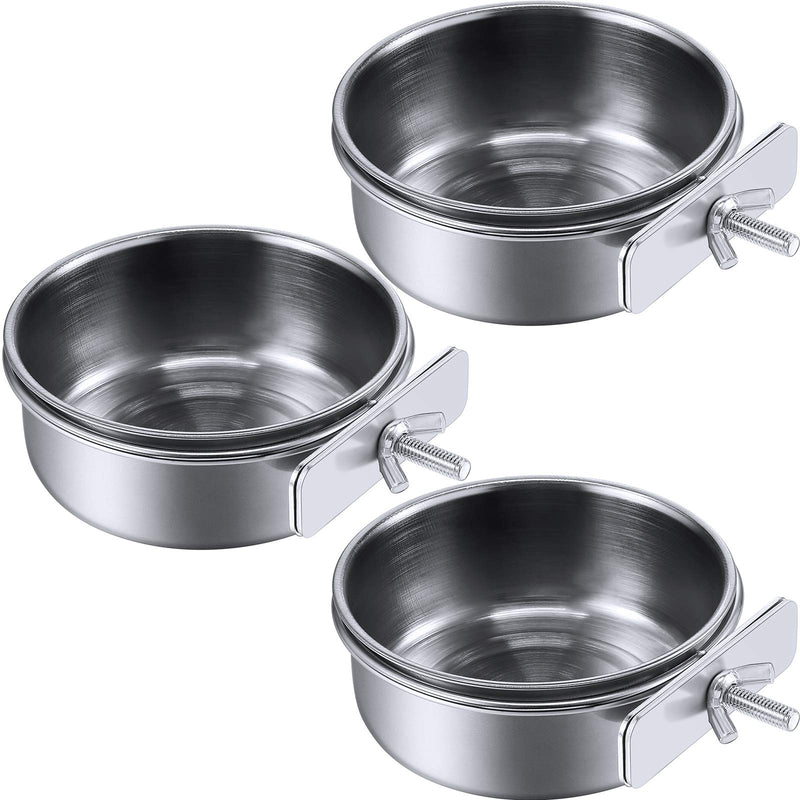 Boao 3 Pieces Bird Feeding Dish Cups Stainless Steel Parrot Feeding Cups Animal Cage Water Food Bowl Bird Cage Cups Holder with Clamp Holder for Bird Parrot Water Food Dish Feeder (S) Small - PawsPlanet Australia