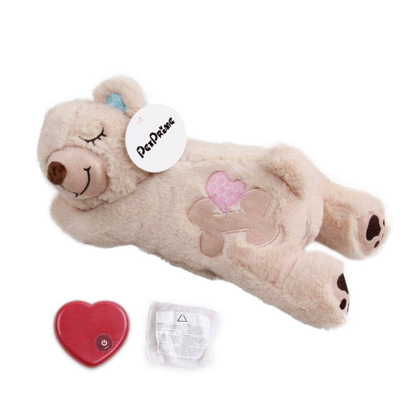 Pet Prime Snuggle Bear - Pet Plush Toy Heartbeat Plush Bear Kitty Toy Dog Comfort Toy Pattern 1 - PawsPlanet Australia
