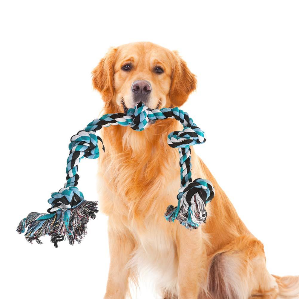 GHEART Dog Toys, Dog Rope Toys, Toy Ropes for Dogs, Dog Interactive Toy, Dog Chew Toys, Dog Rope Toys for Strong Large Dogs, 5-Knots, Interactive Rope Chew Toys for Large Medium Dog Teeth Cleaning Blue - PawsPlanet Australia