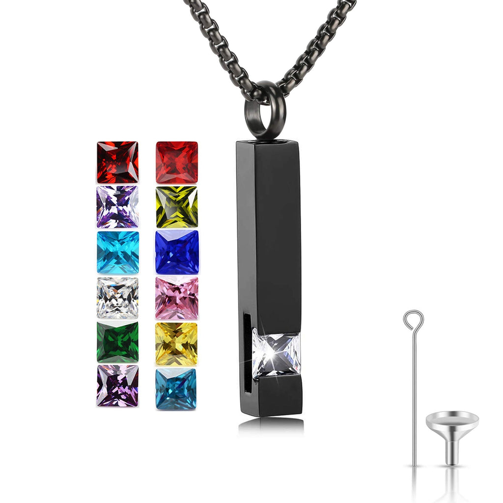 Birthstone Cuboid Locket Urn Necklaces for Ashes Cremation Jewellery Urns for Human Ashes Memorial Urn Keepsake Pendant April - PawsPlanet Australia