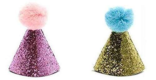 2 Pcs Pet Birthday Sequin Cone Hat for Pets Party Decoration Supplies - PawsPlanet Australia