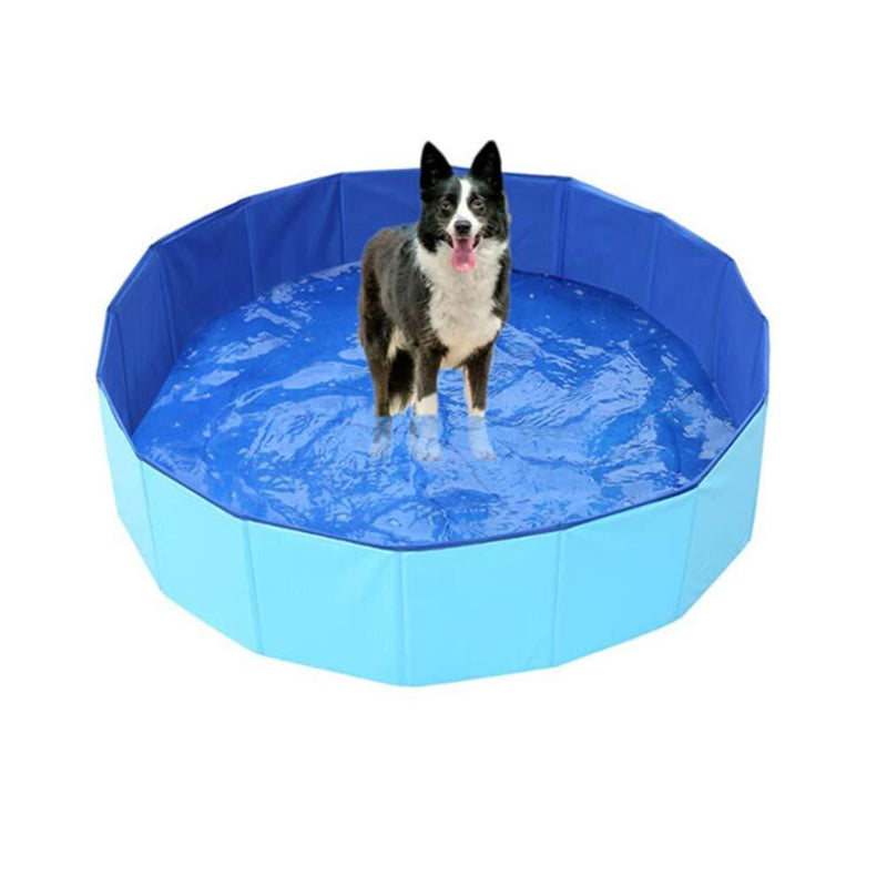 Foldable Paddling Pool for Puppy and Small Dogs, Indoor Outdoor Bathing Tub Swimming Pool, Sturdy Pet Pool in Yard Garden, 80 x 20 cm - PawsPlanet Australia