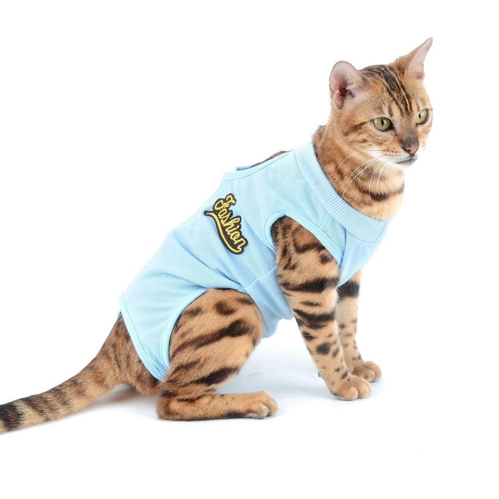SELMAI Dog Recovery Body Suit Cat after Surgery Abdominal Wound Protector E Collar Alternative Puppy Wearing for Skin Diseases Surgical Care Pet Prevent Licking Multi Color Various Pattern Blue S S:back:20cm/7.87",chest:29cm/11.42" - PawsPlanet Australia