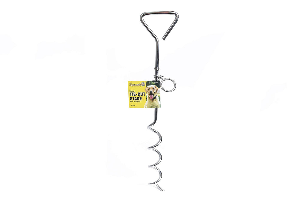 Roscoe's Pet Products Steel Spiral Tie Out Stake for Dogs (8mm, 18 inch) 0.31x18 Inch (Pack of 1) - PawsPlanet Australia