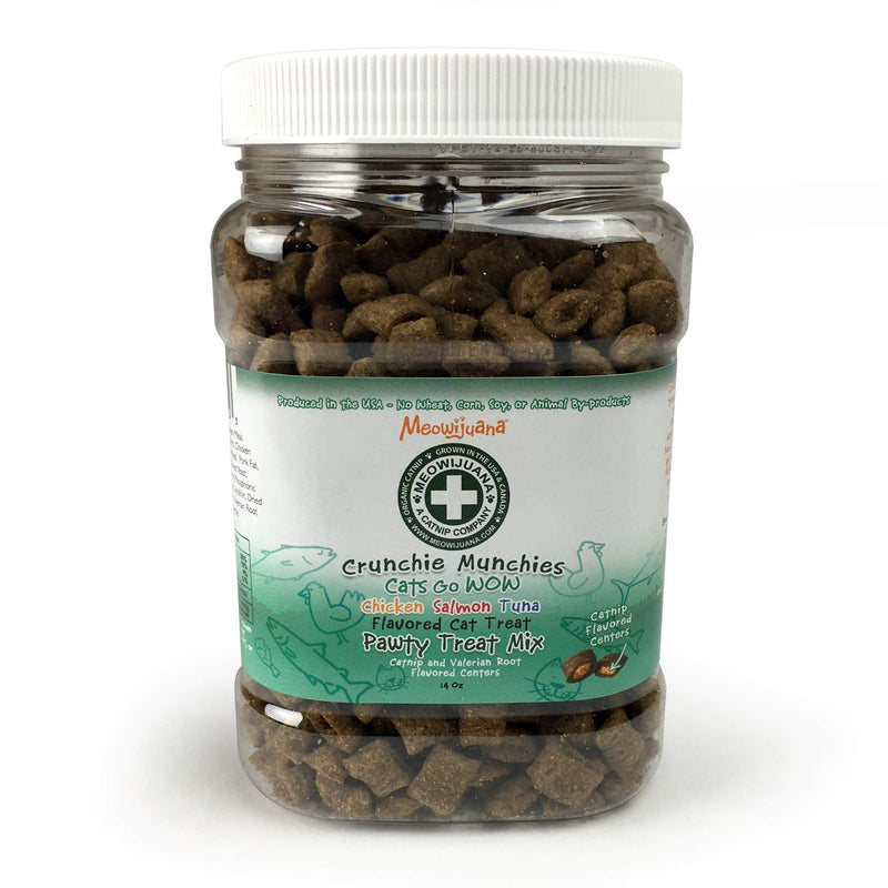 Meowijuana | Crunchie Munchie | Pawty Treat Mix | Catnip Grown in the USA | Promotes Cat Health | High Potency Cat Treats | Feline and Cat Lovers Approved | 14 Ounce Jar - PawsPlanet Australia