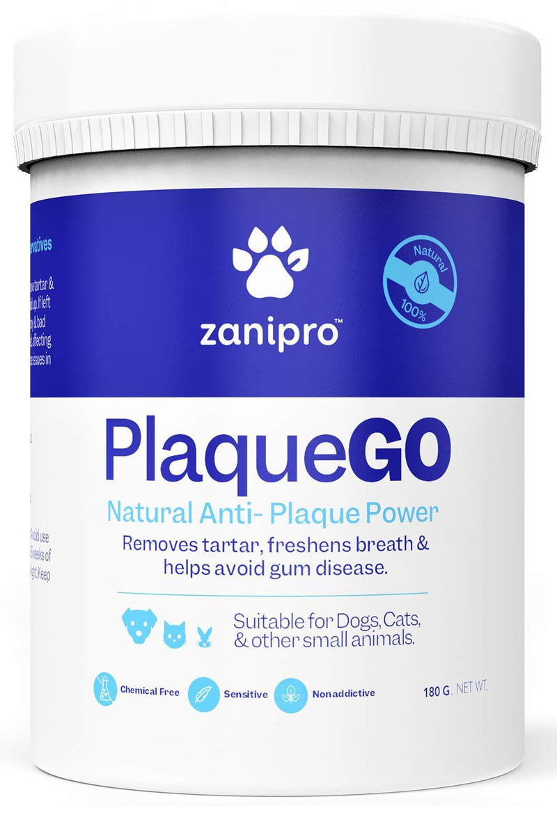 Zanipro Anti Plaque Powder - For Dogs and Cats and Pets - Natural Plaque Off - Freshens Breath - Digestive System Safe - Prevents Plaque and Tartar Build Up - Supports Gum and Teeth Health (180g) - PawsPlanet Australia