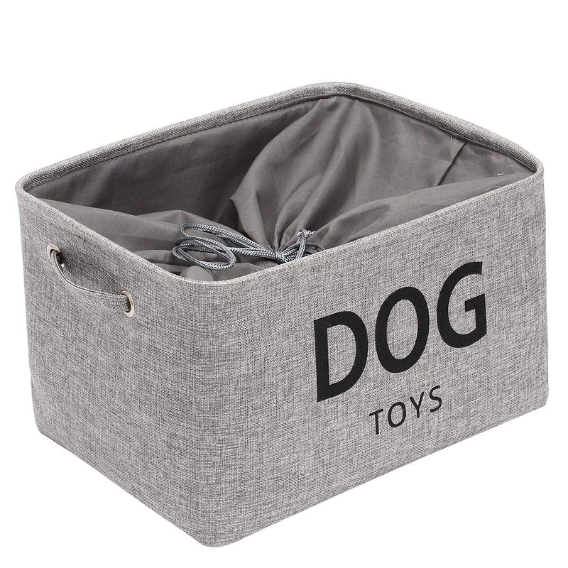 Morezi Canvas Dog Toy Box Puppy Toy Basket Bin with Handles and Drawstring Closure - Perfect for Organizing Pet Toys, Blankets, Leashes, Towel, Coats, Diaper, Pet Pee Mat - Grey - PawsPlanet Australia