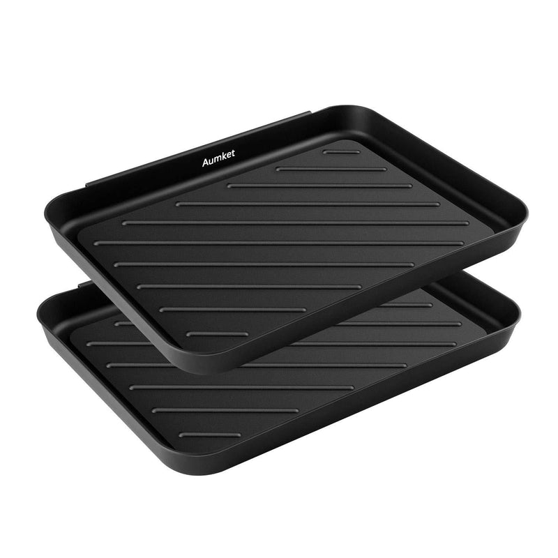 Aumket Boot Tray,2PCS Multi-Purpose 15.8" x 11.8" x 1.2" Floor Protection-Pet Bowls-Paint-Dog Bowls,Shoes, Pets, Garden - Mudroom, Entryway, Garage-Indoor and Outdoor Friendly (Black 2PCS) Black 2PCS - PawsPlanet Australia