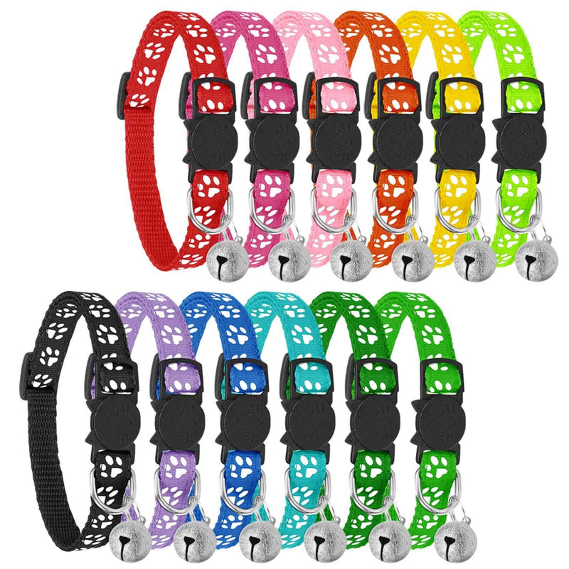 BOW CALICO Reflective Cat Collars with Bells, Safe Quick Release Cat Collar, Adjustable to Fit All Domestic Cats(12 Pack) - PawsPlanet Australia