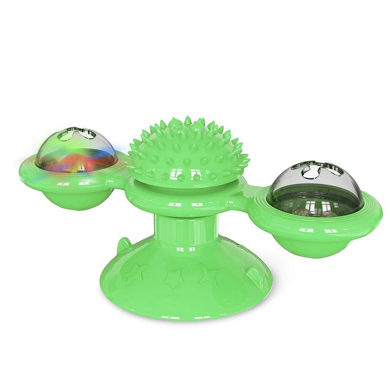 Нсрet Windmill Cat Toy, Interactive Teasing Cat Toy, Windmill Turntable Teasing Cat Toy, Pet Teasing Turntable Scratching Hair Pick Food Rotation Molar Toy (Green) Green - PawsPlanet Australia