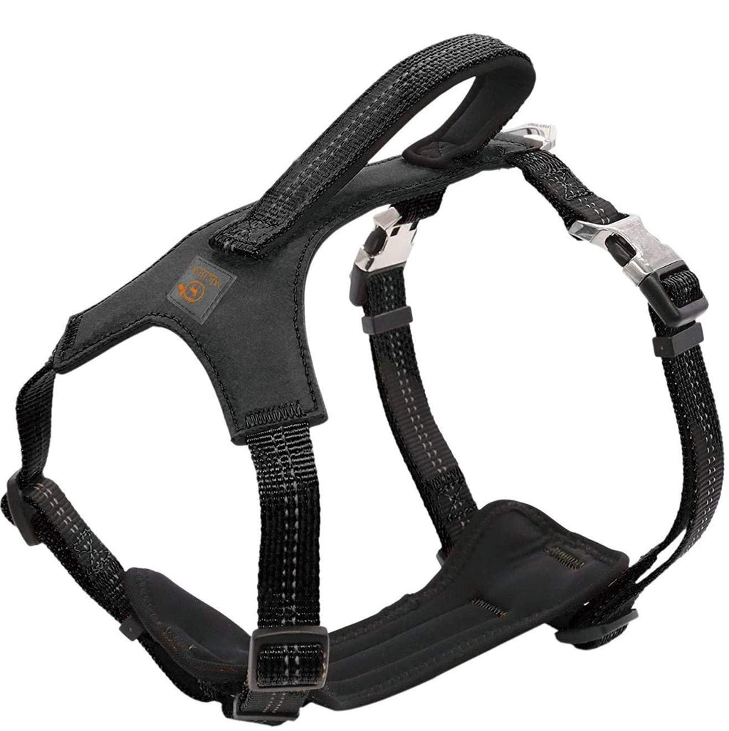 Michur Bruno Black Harness, life jacket, dog vest, dog harness medium small large, with Neopren, reflective strong S: 14.17-16.93" - PawsPlanet Australia