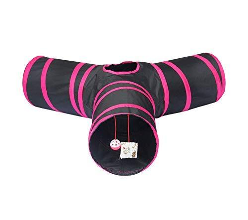 Cosy Life Cat Tunnel with Toy Tunnel for Small Animals - Y Shape - Black/Pink Black-Pink - PawsPlanet Australia