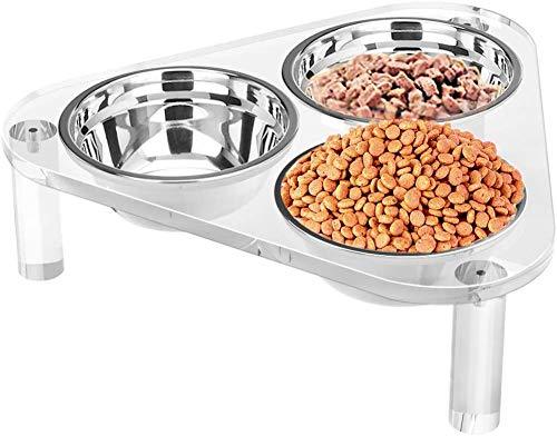 HIIMIEI Raised Dog Bowls, Dog Bowls on Stands, Acrylic Elevated Dog Food & Water Bowl Stands Feeder Dishes with 3 Stainless Steel Bowls and Anti Slip Feet- 11 cm High 3 Bowls Small - PawsPlanet Australia