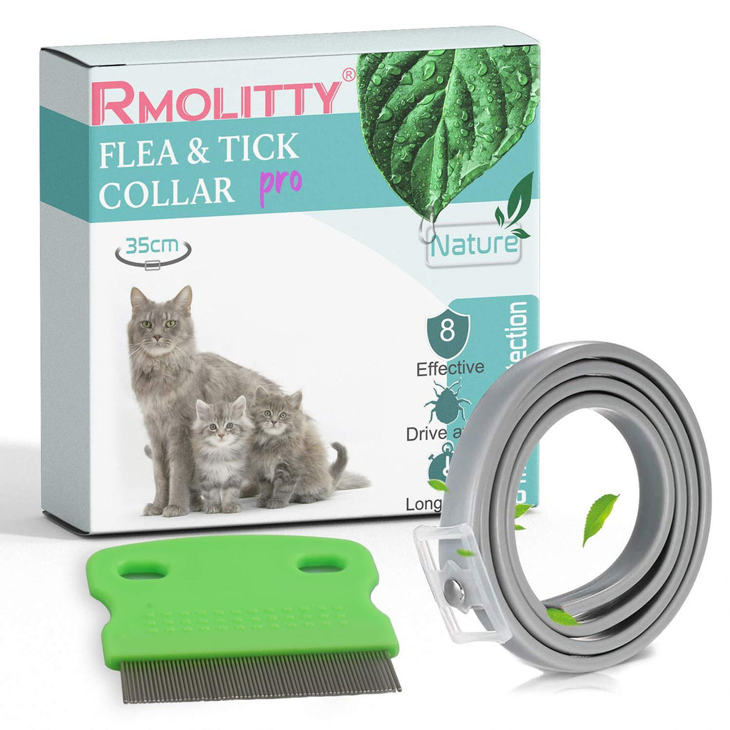 Rmoliity Flea and Tick Collar for Cats, 8 Month Tick and Flea Control Treatment with Flea Tick Comb for Small Medium Large Cats & Kitten (13.7inch) 13.7inch - PawsPlanet Australia