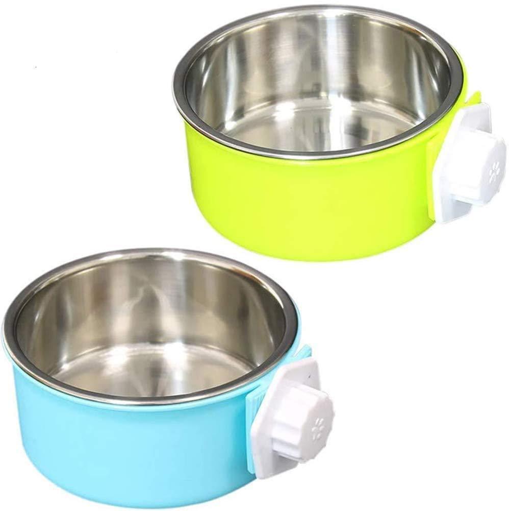 NALCY Pet Hanging Bowl, 2PCS Removable Stainless Steel Dog Bowl 2 in 1 Pet Crate Bowls with Bolt Holder for Crates Puppy Food Feeder Water Dish - PawsPlanet Australia