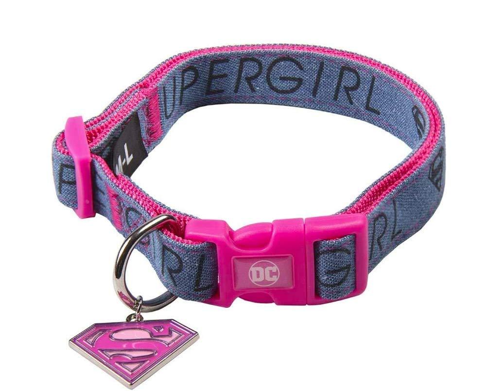 SuperGirl Dog Collar, Lightweight Adjustable Comfortable Soft Nylon, Outdoor Obedience, Dog Walking and Puppy Training Collar, Strong & Robust Buckle, Daily Use, Size M/L Denim - PawsPlanet Australia