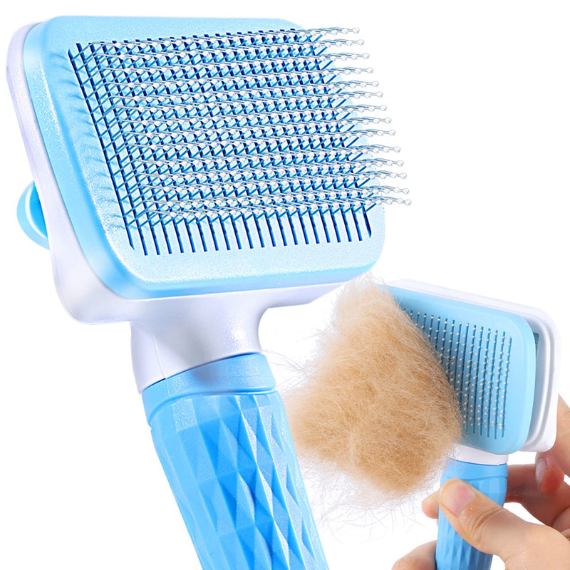 ACE2ACE Slicker Dog Comb Brush, Pet Grooming Brush, Daily Use to Clean Loose Fur & Dirt, Great for Dogs and Cats With Medium Long Hair - Blue - PawsPlanet Australia