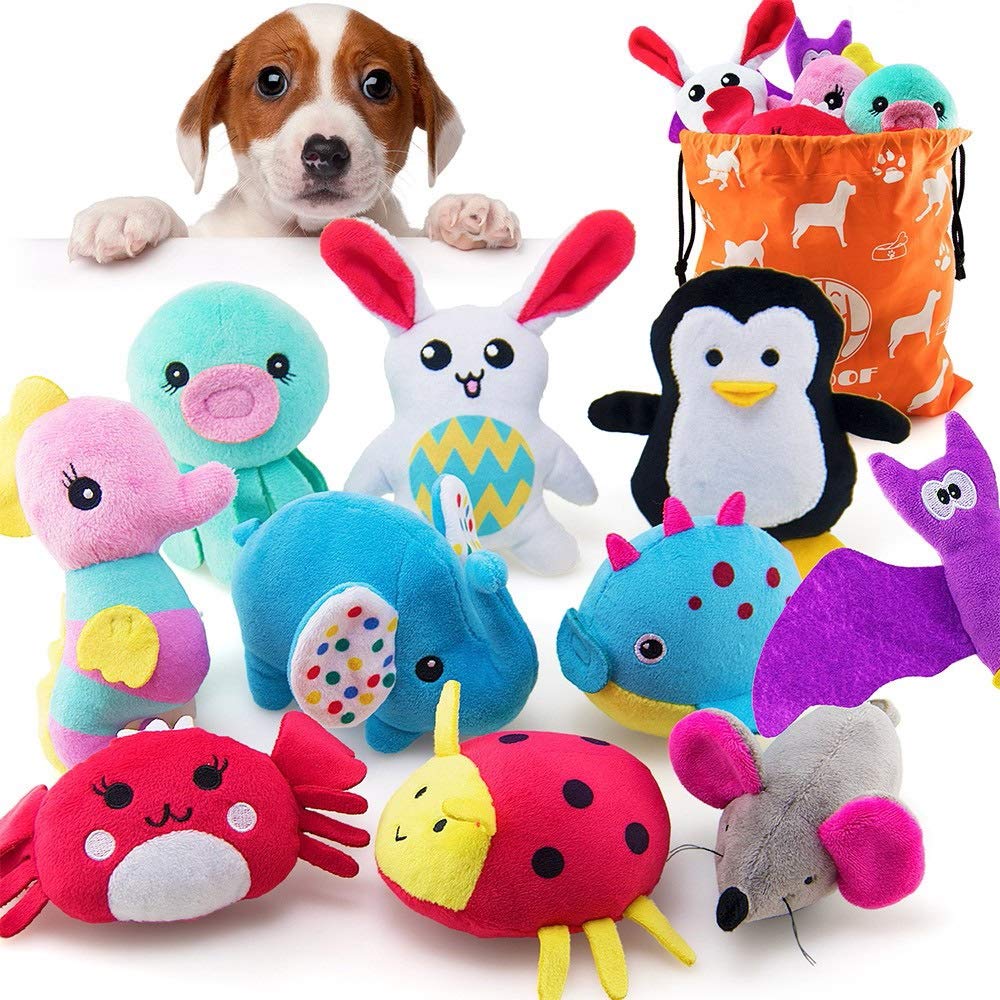 AWOOF 10Pcs Puppy Toys Soft Fabric Dog Squeaky Toy Pet Puppy Plush Chew Dog Toys for Boredom - Dog Interactive Toys Vary Teething Toy for Puppies Small Medium Dogs style one - PawsPlanet Australia