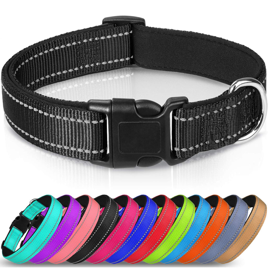 Joytale Reflective Dog Collar,Padded Breathable Soft Neoprene Nylon Pet Collar Adjustable for Puppy and Small Dogs,XS,Black XS (Pack of 1) Black - PawsPlanet Australia