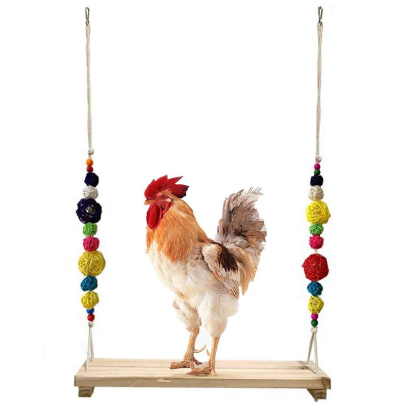 Chicken Swing, Natural Wooden Chicken Perch, Handmade Pet Stand Toy, Suitable for Various Chickens, Parrots, Macaw and Large Birds to Swing and Play Games - PawsPlanet Australia