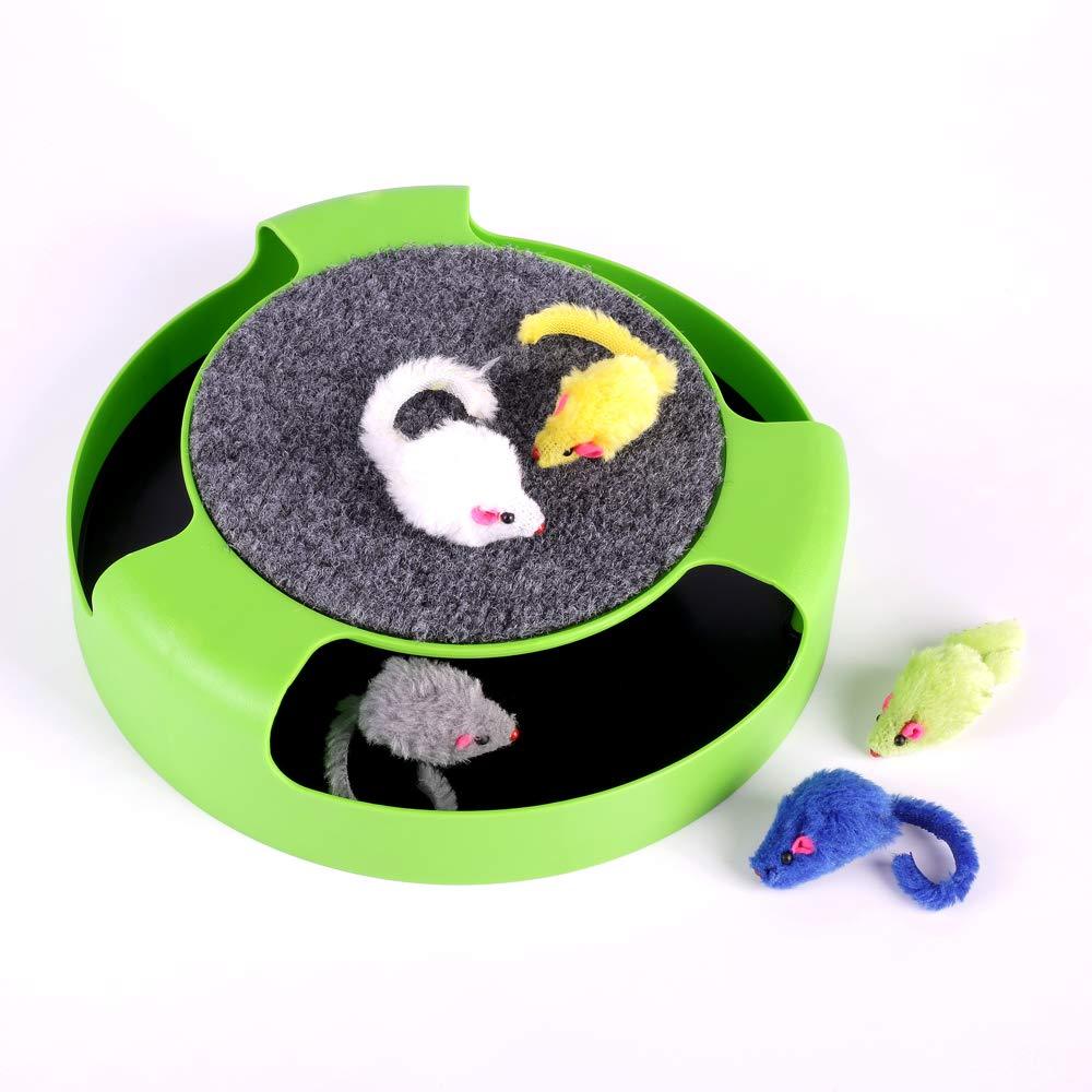 homewinner Upgraded Catch The Mouse Toy, Interactive Cat Toy with Replaceable Rotating Mice and Scratch Pad Cat Catch The Rotating Mouse Plush Moving Toy for Cat Kitten Play Fun Exercise HW-P-C006N - PawsPlanet Australia