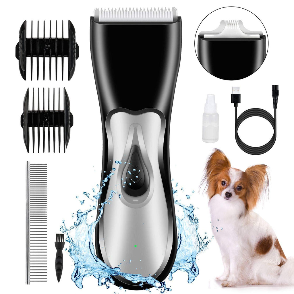 Runpetxon Dog Clippers, Washable 2 in 1 Dog Grooming Clippers Kit, Professional Dog Trimmers Clippers Cordless, Low Noise Dog Shaver USB Rechargeable, Pet Clippers for Dogs, Cats, Rabbits and More - PawsPlanet Australia