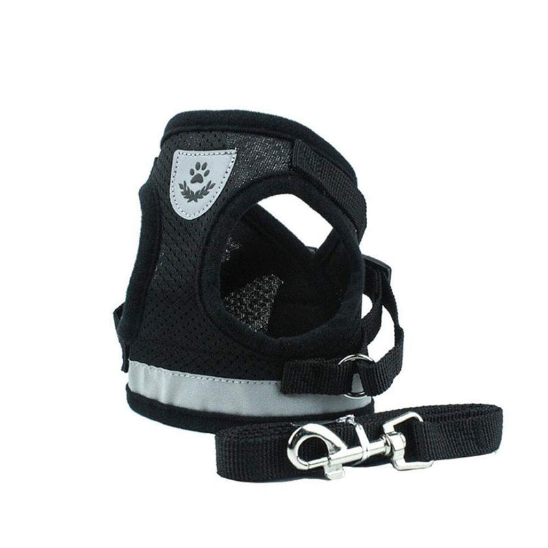 Deggodech Soft Breathable Dogs Vest Harness Reflective Dog Harness and Leash Set Adjustable Cat Walking Harness and lead Set Escape Proof for kitten Cat Dog (S, Black) S - PawsPlanet Australia