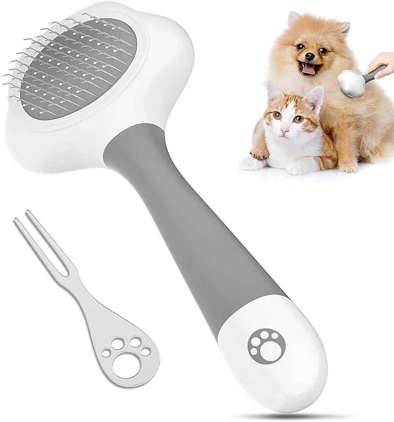 LAIKA Professional Pet Grooming Brush, Cat Brushes for Long Haired & Short Hair, Self Cleaning Shedding Massage Cat Combs Remove Tangles Dead Undercoat - Brushes for Small Animals PAW - PawsPlanet Australia