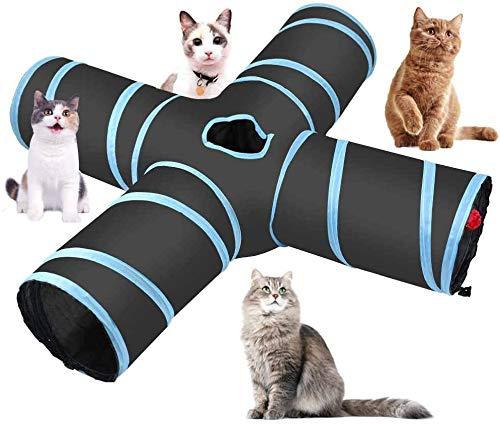 qerich 4 Way Cat Tunnel Pet Toy Tunnel Large Indoor Outdoor Collapsible Pet Toy Crinkle Tunnel Tube with Storage Bag for Cat, Dog, Puppy, Kitty, Kitten, Rabbit #XZ - PawsPlanet Australia