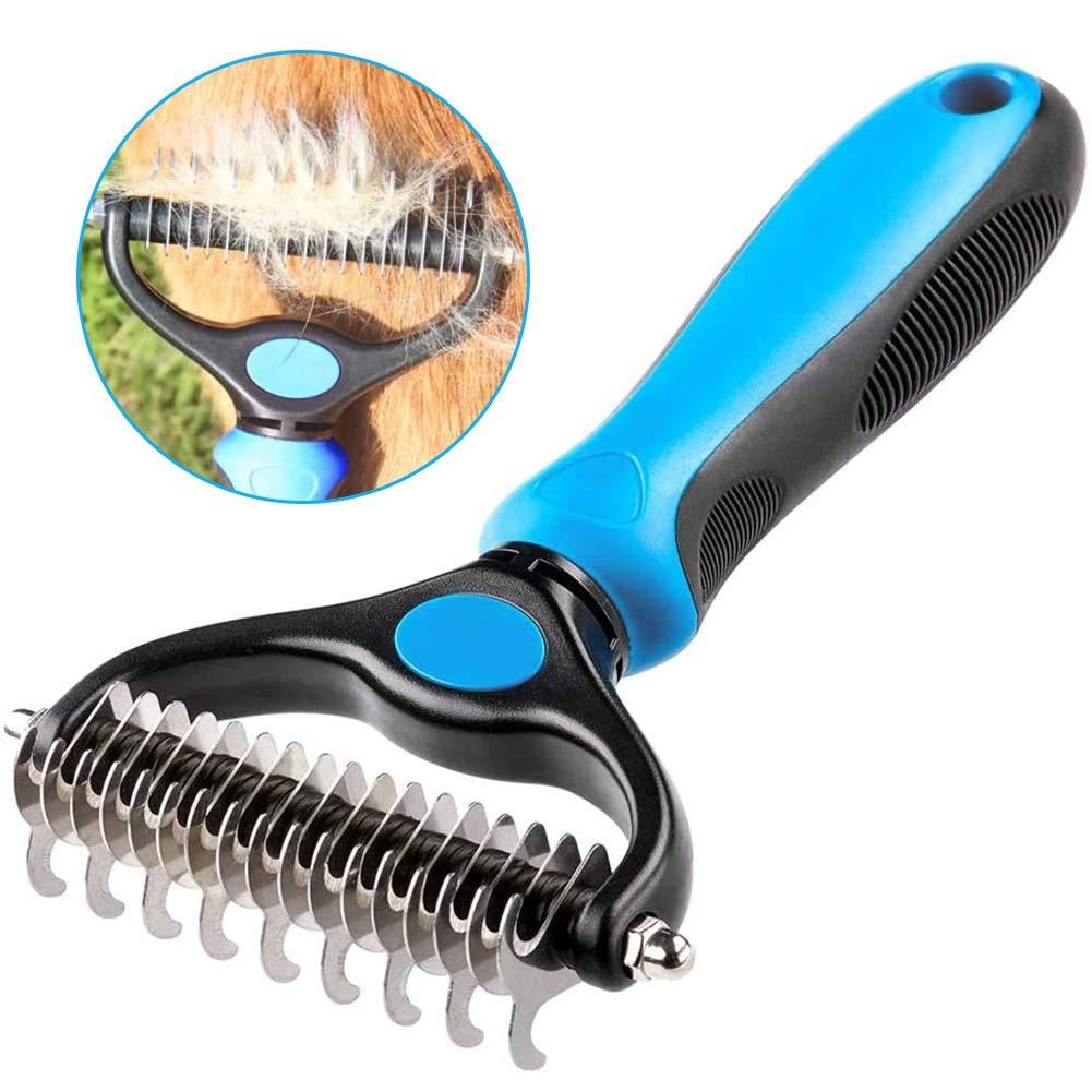 NALCY Pet Dematting Comb, Pet Grooming Tool Double Sided Blade Rake Comb for Dogs & Cats for Easy Maths Tangles Removing - PawsPlanet Australia