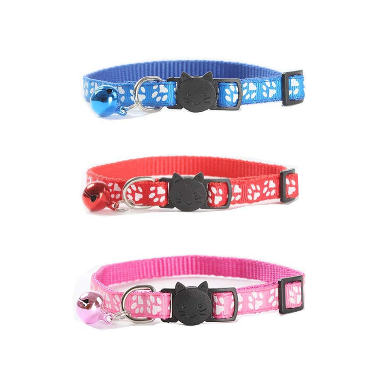 VICSPORT 3 Pack Adjustable Cat Collars,Safe Quick Release Buckle Collar with Bells - PawsPlanet Australia