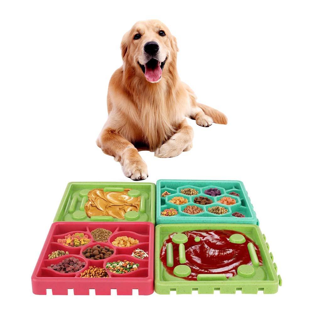 WishLotus Slow Feeder Dog Bowl Lick Tray with Suctions 4pcs Detachable & Separately Use Non Slip Dog Slow Feeder Fruit Wet and Dry Slow Eating Tray for Pet Bath, Train and Groom (Green+Red+Blue) Green+Red+Blue - PawsPlanet Australia