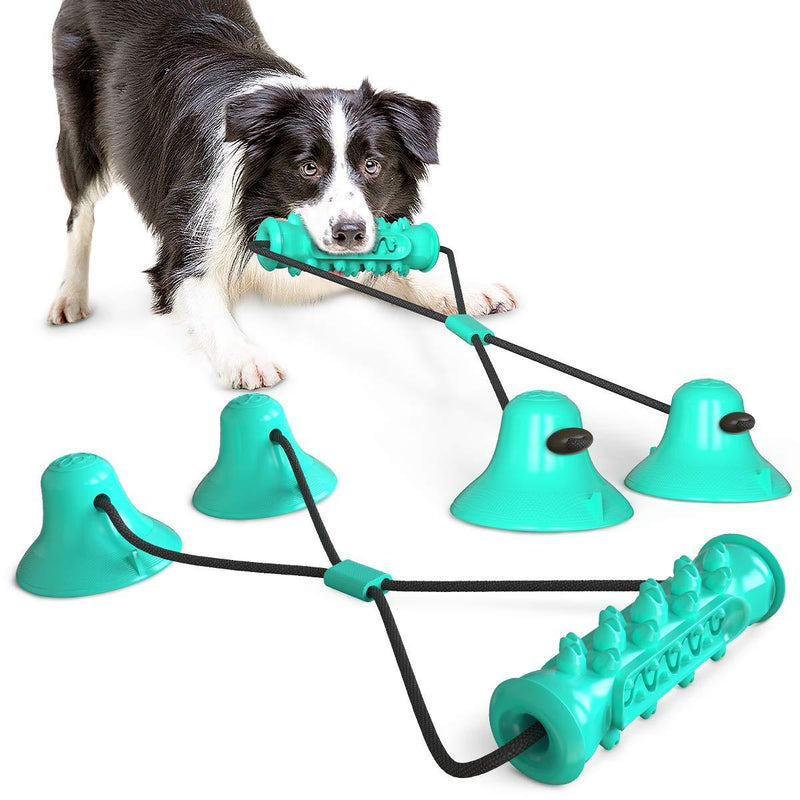 Dog Chew Rope Toy Suction Rubber Chew Dog Self-playing Chew Toy Toy Dog Rope Toy with Suction Cup Puppy Training Toy Teeth Cleaning Dental Care Rubber Tooth Brush - PawsPlanet Australia