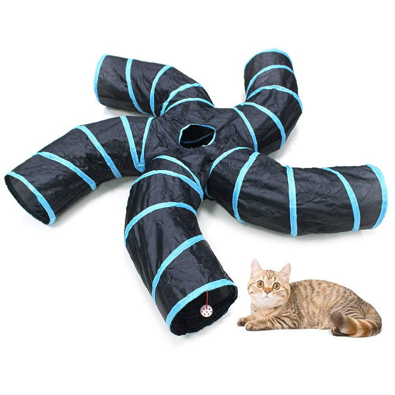 Bemodst S-Type Cat Tunnel, 2 Way/3 Way/4 Way/5 Way Collapsible S-shape Small Animal Tubes Kitty Tunnels Interactive Maze House Toy With Storage Bag For Kitten Puppy Rabbit Guinea Pig (5-Way) 5-Way - PawsPlanet Australia