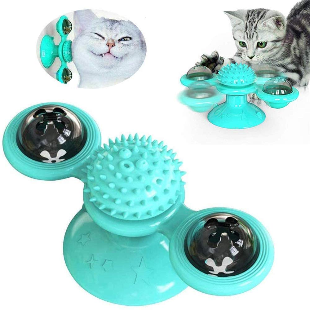sweenaly Windmill Cat Toy with Led Ball and Catnip Ball 2021 New (Blue) Blue - PawsPlanet Australia