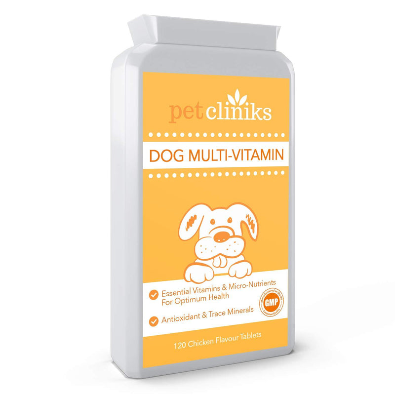 cliniks Dog Multi-Vitamins | 120 Chicken Flavour Chewable Tablets | Essential Vitamins, Minerals & Micro-Nutrients for Optimum Health in Dogs of All Ages | UK Made to GMP Standards - PawsPlanet Australia