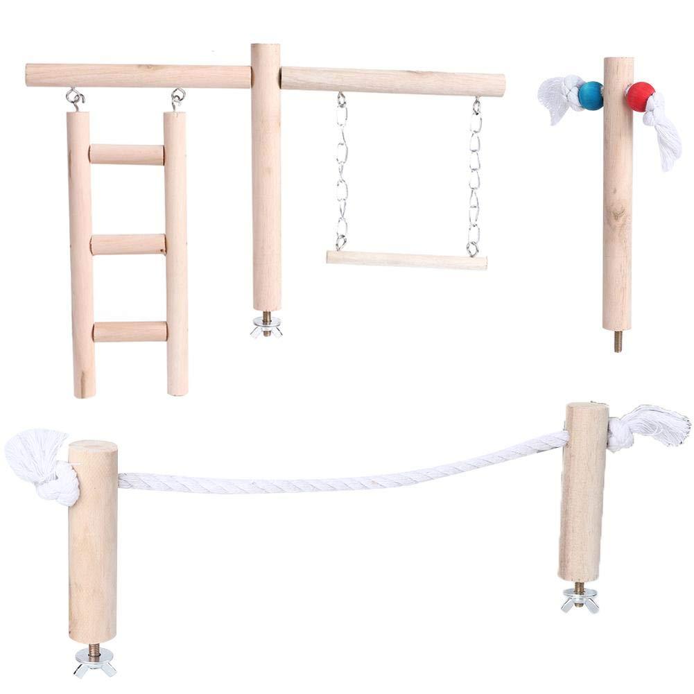 Tnfeeon Parrot Hanging Toy, Natural Wood Bird Parrot Swing Chewing Toys Bird Climbing Hanging Toy Hanging Ladder Stand Decoration for A Wide Variety of Parrots and Birds - PawsPlanet Australia