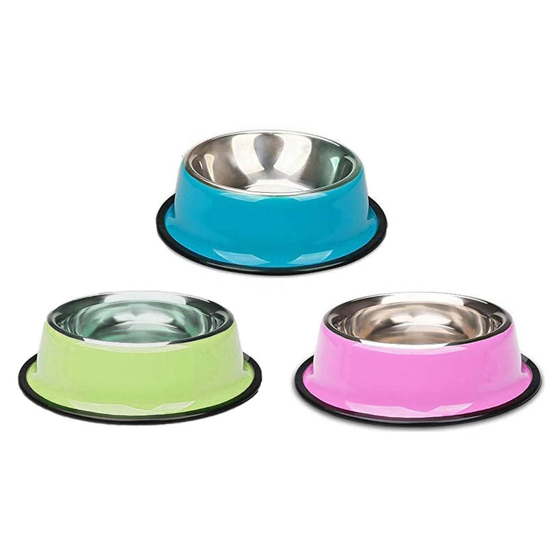 3 Pieces Cat Bowl Stainless Steel Non-Slip and Leak-Proof Cat Food Bowl,Feeding Bowls For Cats， Cat Water Bowl, Multifunctional Pet Food Bowl, Color Food Grade Travel Stainless Steel Food Bowl Cat S-15cm - PawsPlanet Australia