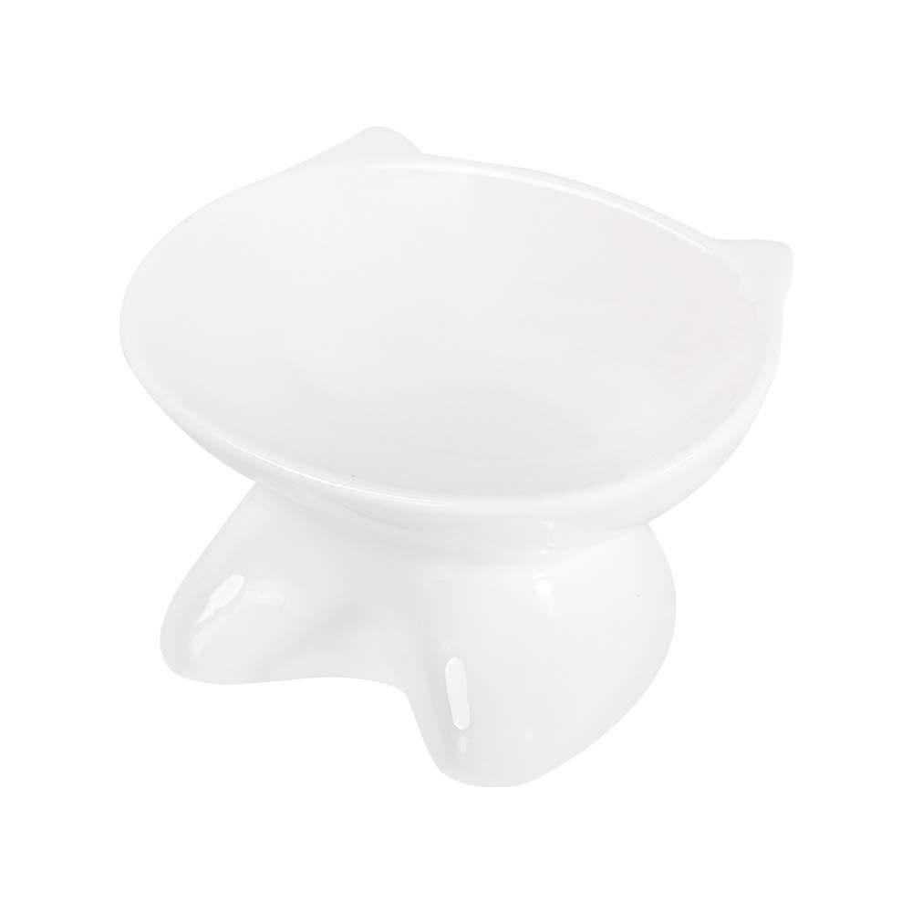 HCHLQLZ White Ceramic Tilted Elevated Cat Dog Bowl Raised Cat Food Water Bowl Dish no spill Pet Comfort Feeding Bowls - PawsPlanet Australia