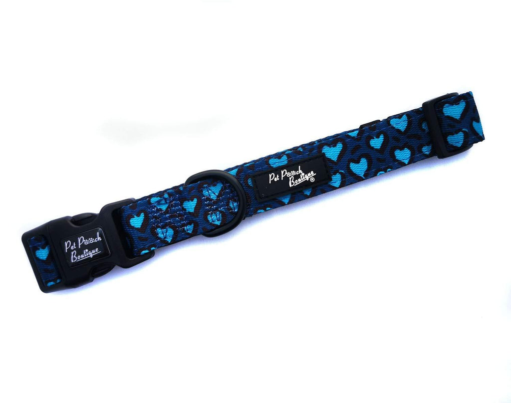 Pet Pooch Boutique Khaki Multi-Leopard Hearts Dog Collar, 200 g, Size M, Khaki/Multi-Colour - PawsPlanet Australia