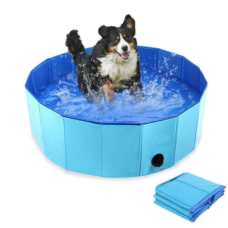 Dyna-Living Pet Paddling Pool Foldable Swimming Pool for Dogs Cats Kids Puppy Bathing Tub Portable PVC Non-Slip Pet Kid Foldable Pool for Indoor Patio Yard Garden - PawsPlanet Australia