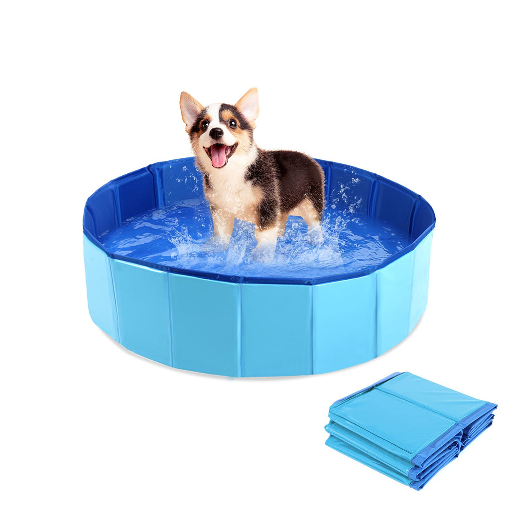 Dyna-Living Pet Bathtub, Dog Pool, Paddling Pool, Portable Swimming Pool, Collapsible Bathtub for Cat and Dog, PVC (Blue, 60x20cm) Blue ?24''x 8''H/?60cm x 20cmH - PawsPlanet Australia