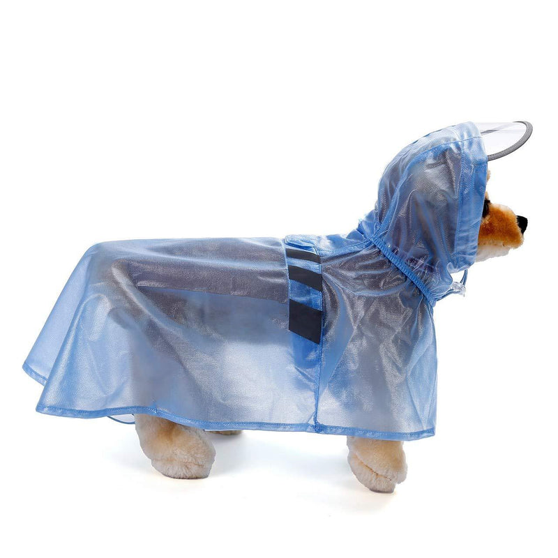 Mogokoyo Reflective Dog Raincoat with Hood, Waterproof Pet Blue Rain Coats for Medium Dogs 14.9"~16.1" neck girth; 20.0"~22.0" chest - PawsPlanet Australia