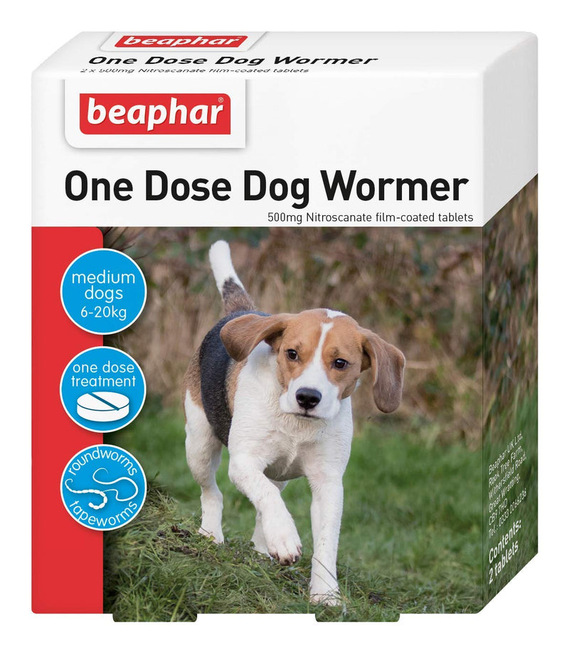 Beaphar 2 X One Dose Wormer for Medium Dogs 2 Tablets Worm Treatment for Dogs - PawsPlanet Australia
