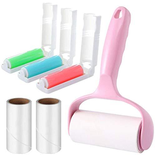 BESLIME 4Pcs Lint Roller Reusable, And 3 rolls of paper，Hair Remover Sticky Washable Pet, Foldable, Portable, Washable, Travel Pocket Sticky Lint Roller - PawsPlanet Australia