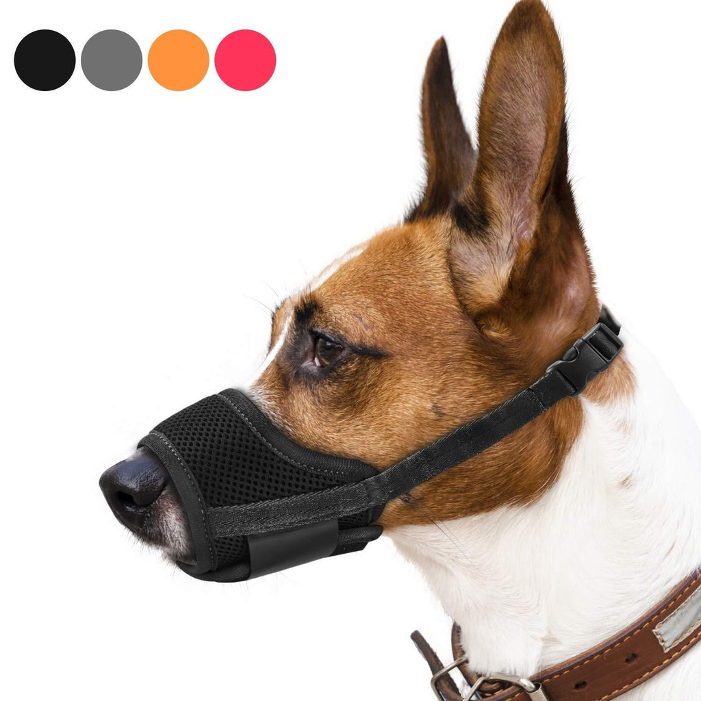 REENUO Dog Muzzles Mesh Breathable Nylon Adjustable Loop Dog Training Muzzle for Small Medium Large Dogs (L, black) L - PawsPlanet Australia